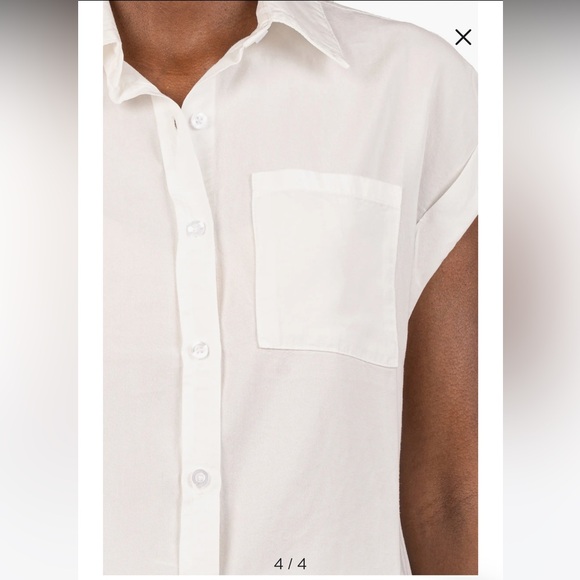 KUT FROM THE KLOTH Mickey Cuff Sleeve Button Down Shirt - Mint/Navy ONLY - Small - Picture 6 of 9